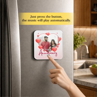 Personalized Happy Anniversary Musical Fridge Magnet for Home & Refrigerator Door Decor for Parents, Husband Wife, Bhaiya & Bhabhi Music Player
